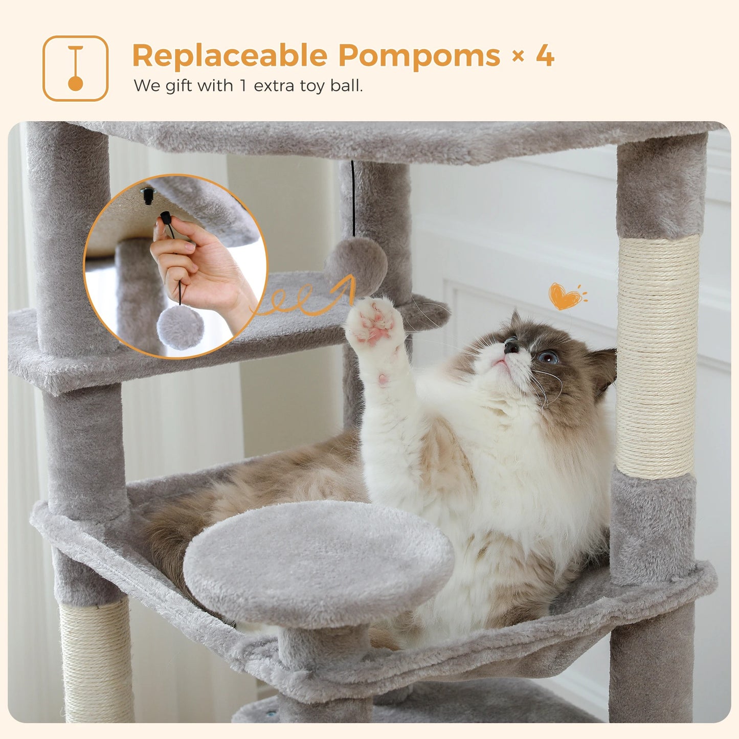 CozyCats 72" Large Cat Tree Tower