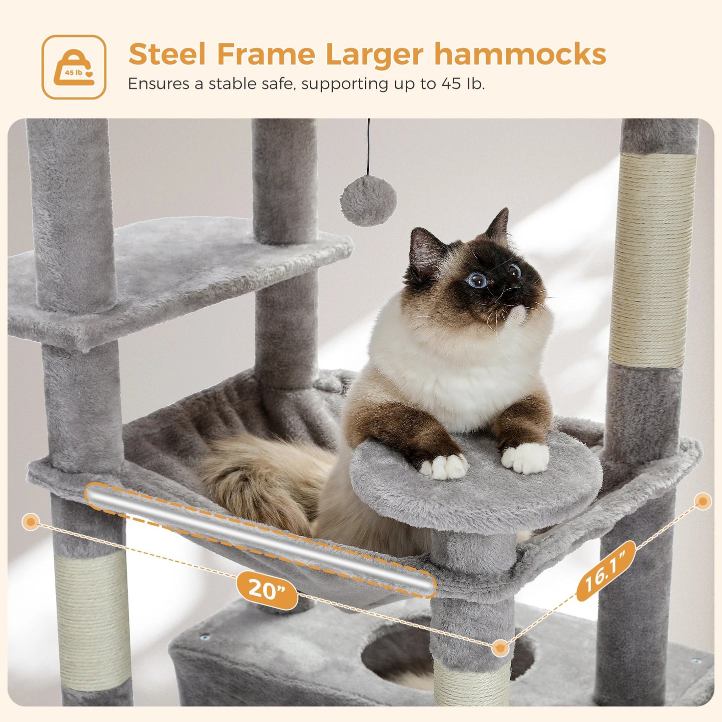 CozyCats 72" Large Cat Tree Tower