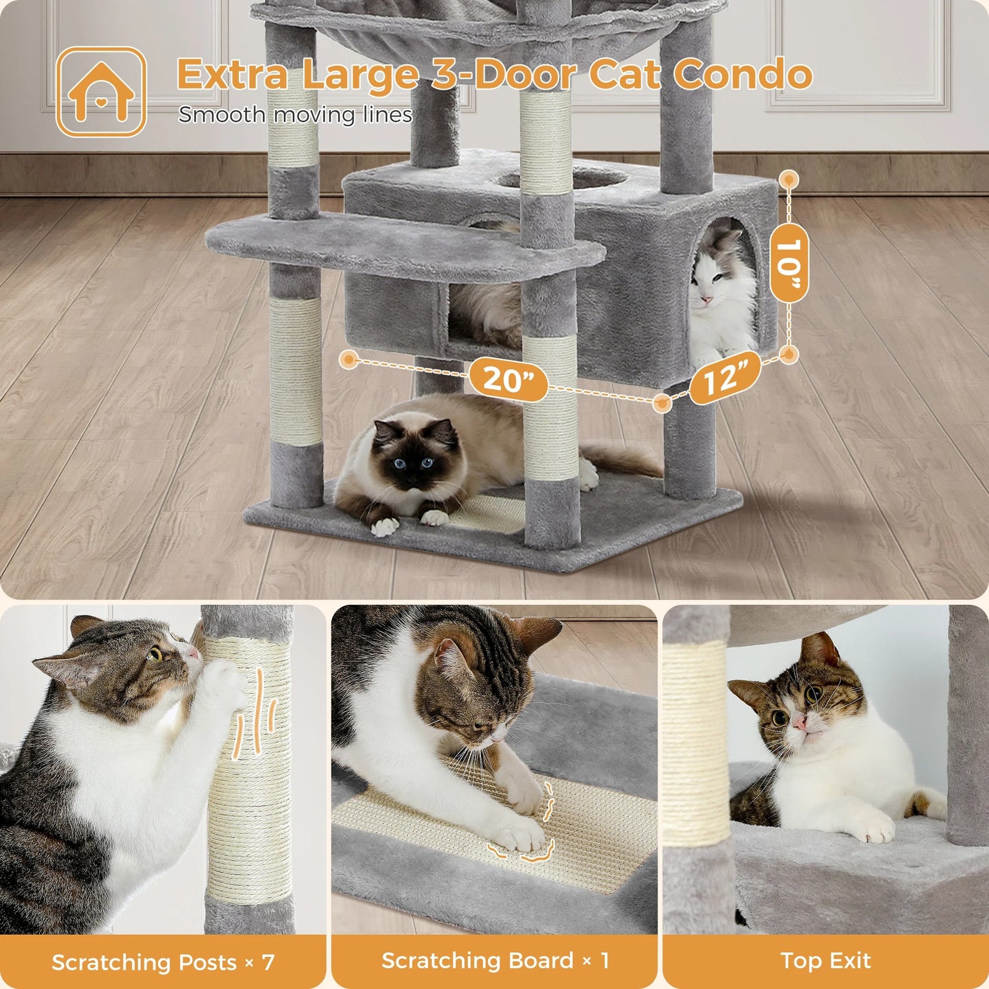 CozyCats 72" Large Cat Tree Tower