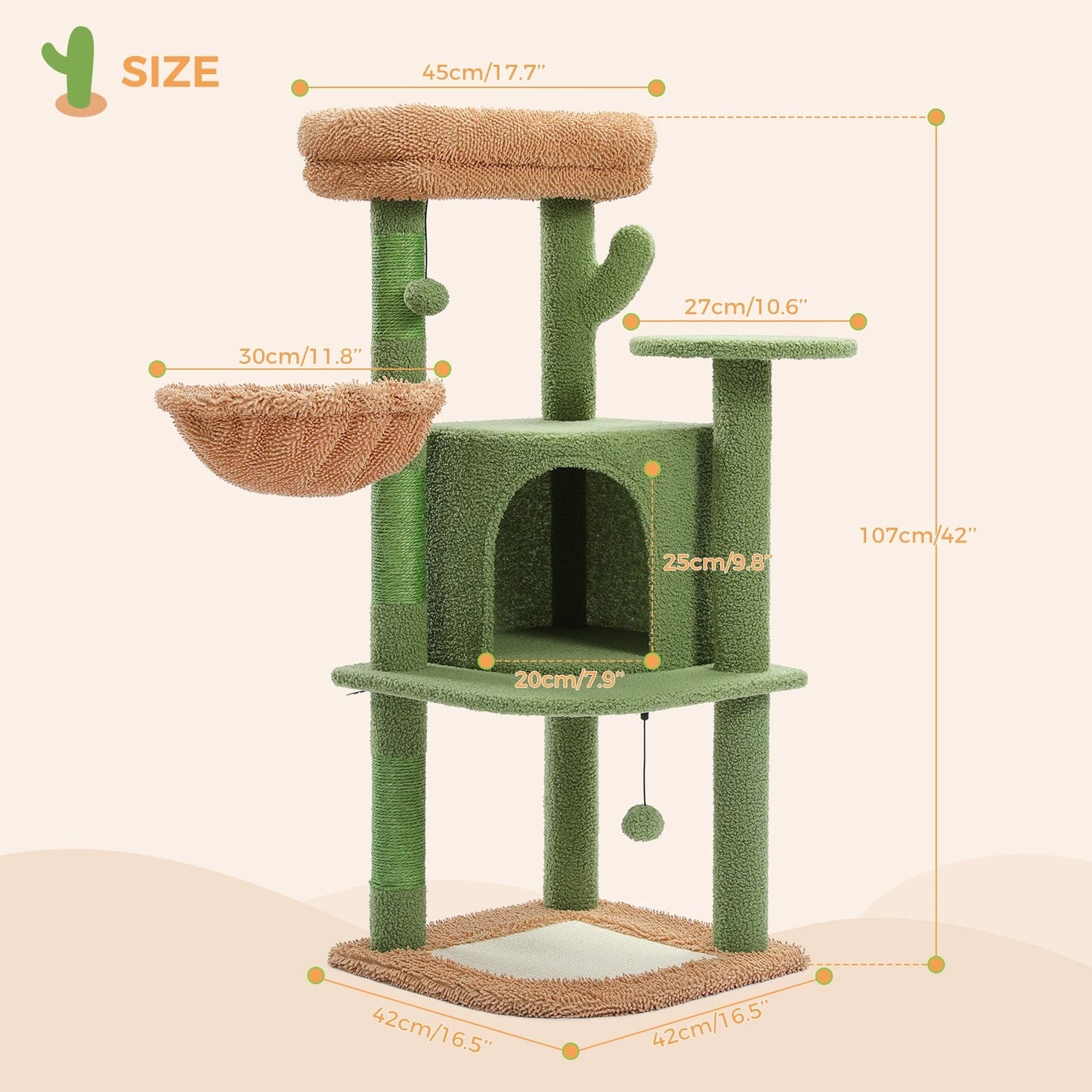 CozyCats 42" Mini Cactus Cat Tree Condo