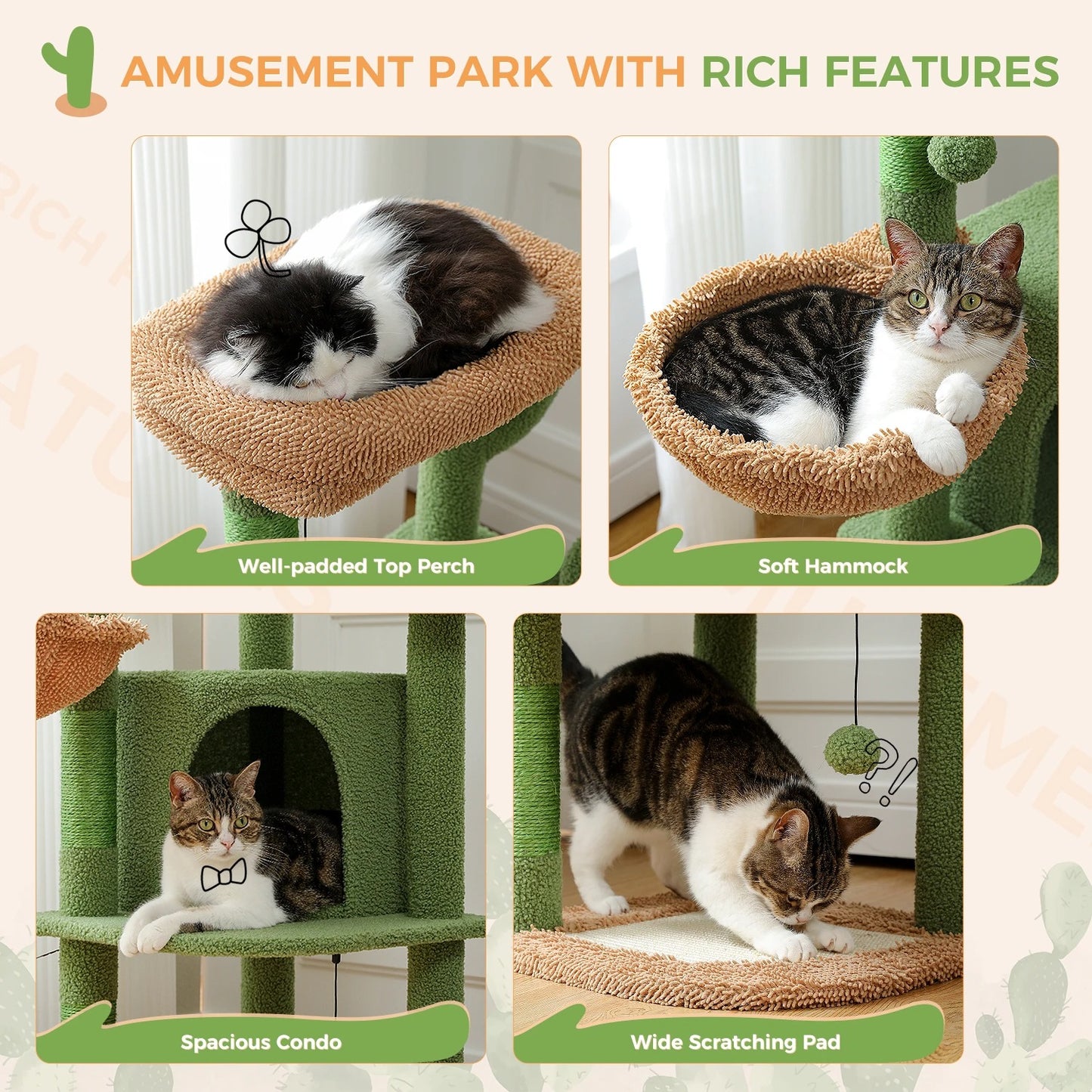 CozyCats 42" Mini Cactus Cat Tree Condo