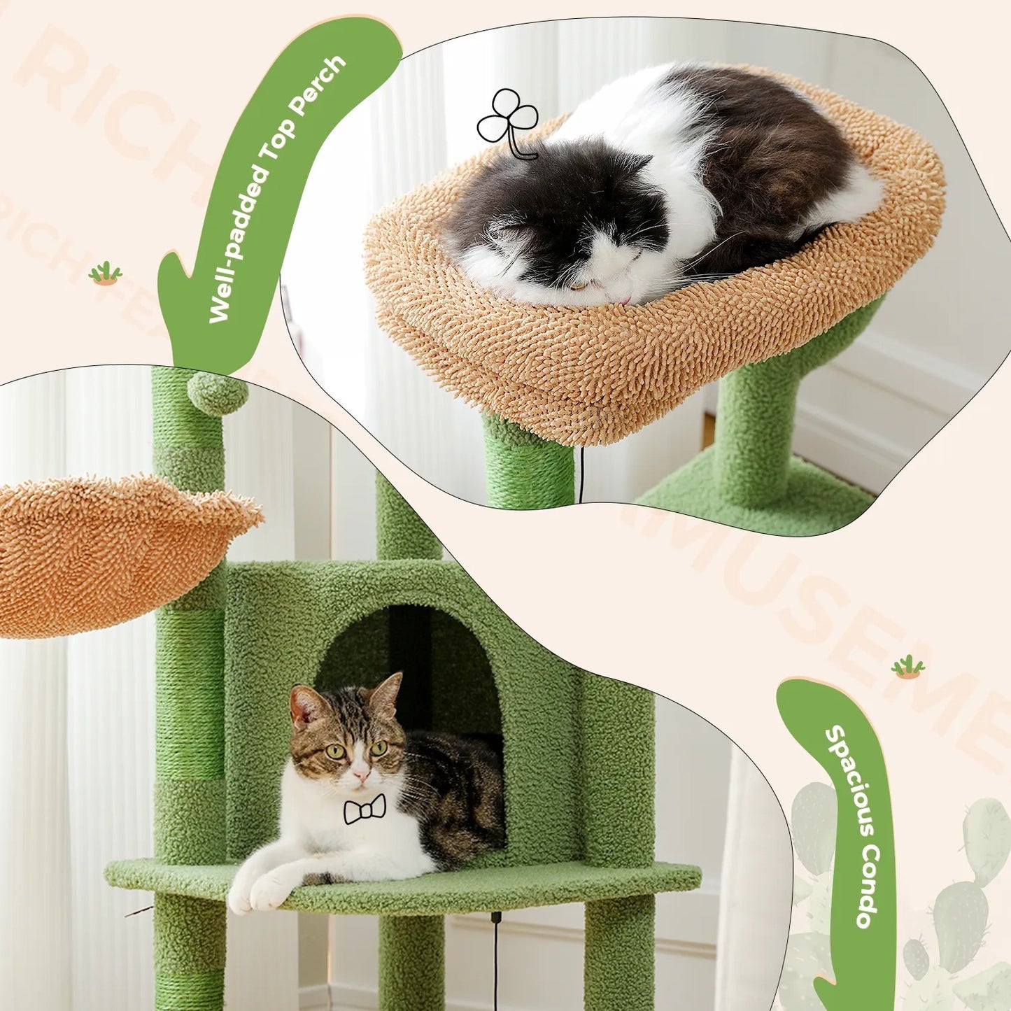 CozyCats 42" Mini Cactus Cat Tree Condo