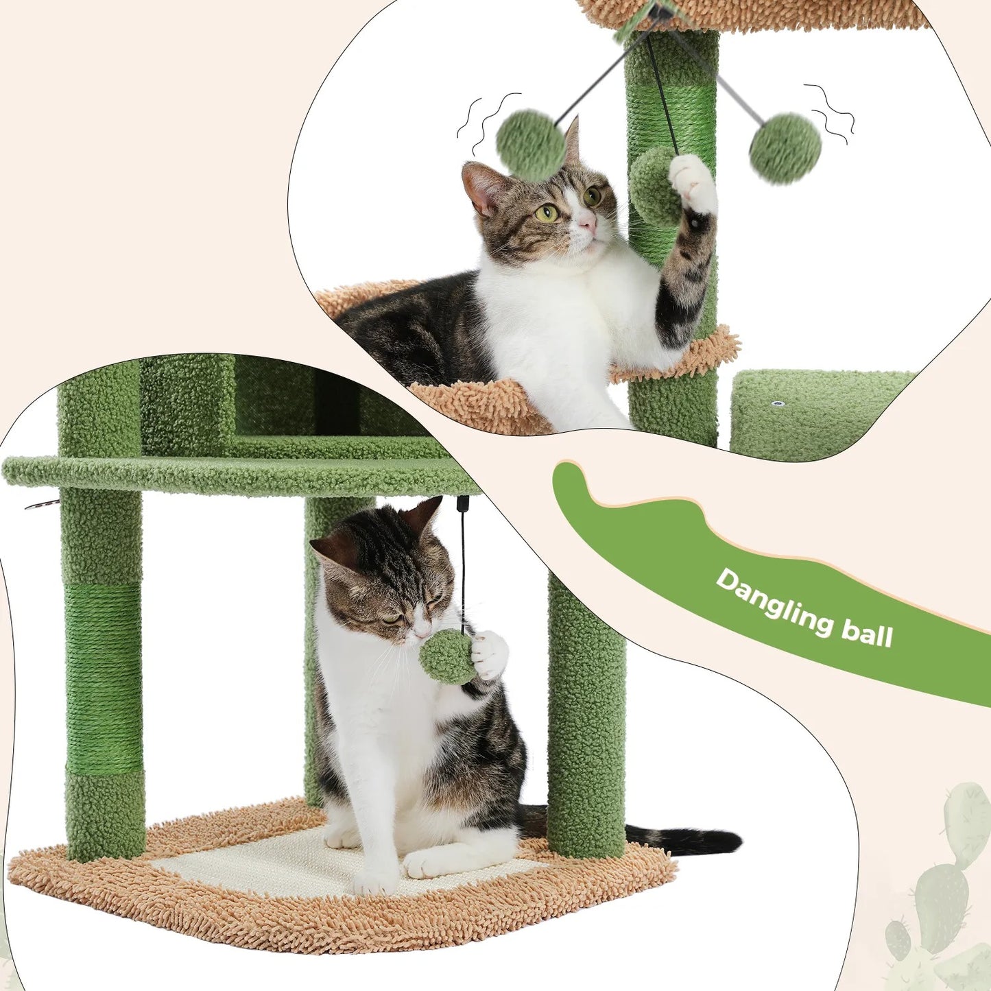 CozyCats 42" Mini Cactus Cat Tree Condo