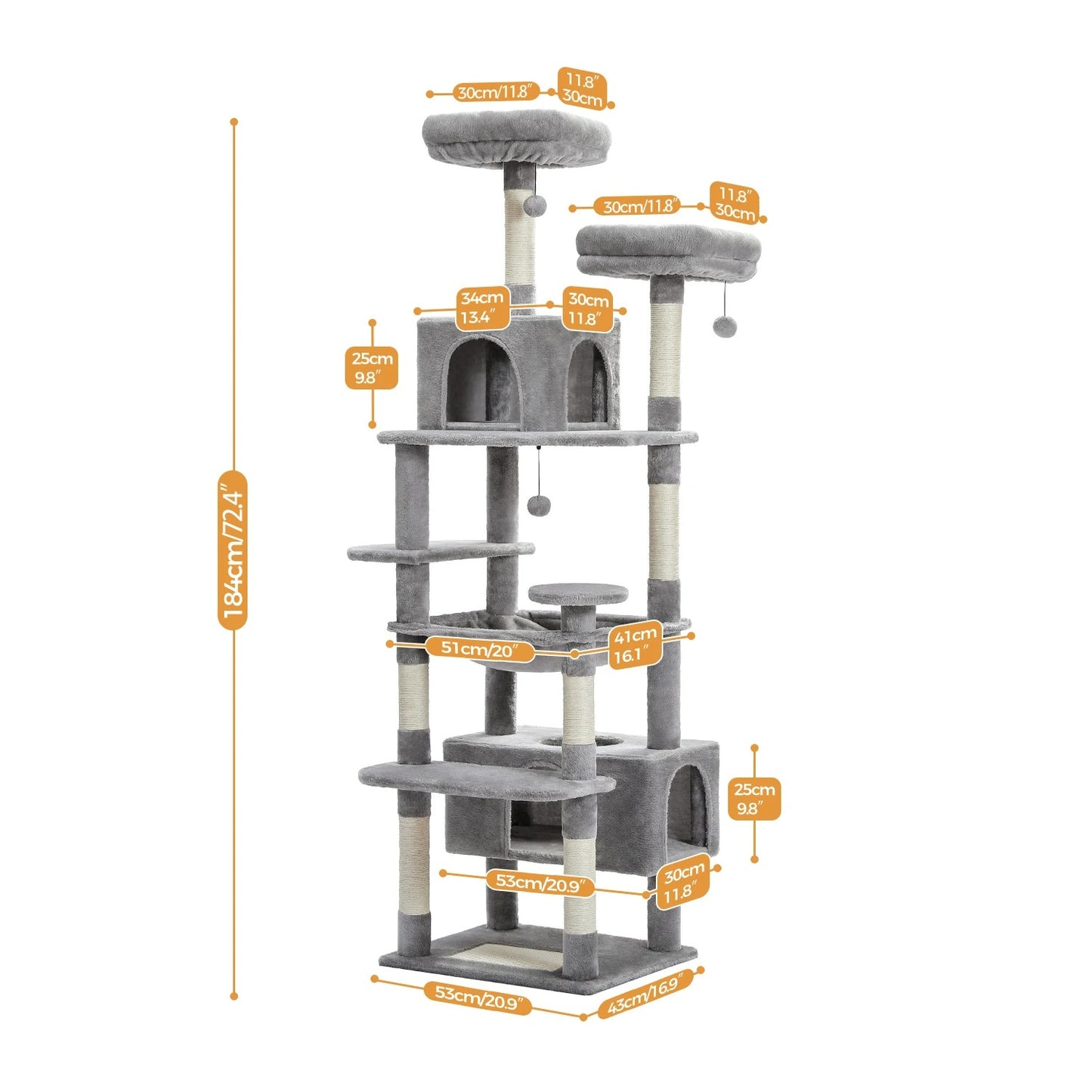 CozyCats 72" Large Cat Tree Tower