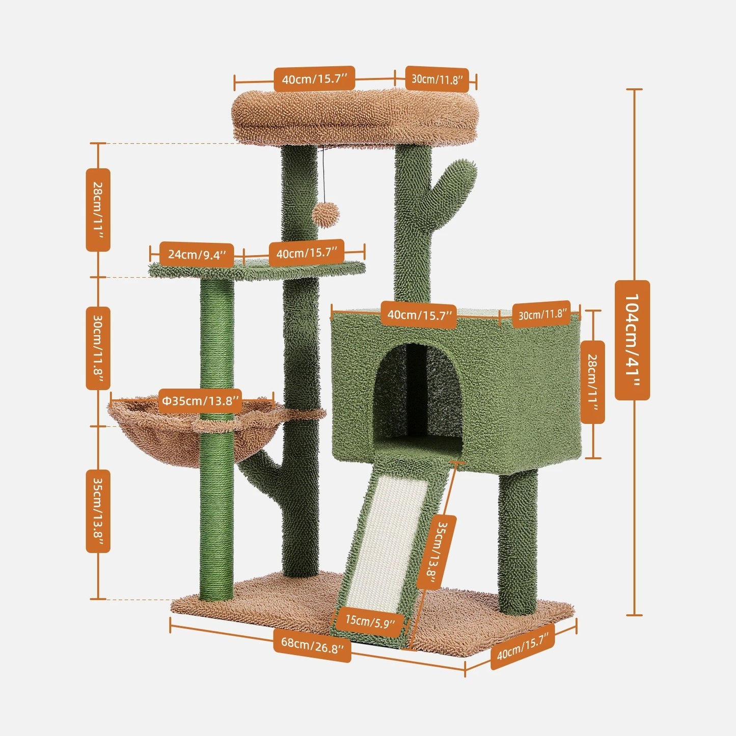 CozyCats 41" Small Cactus Cat Tree Condo