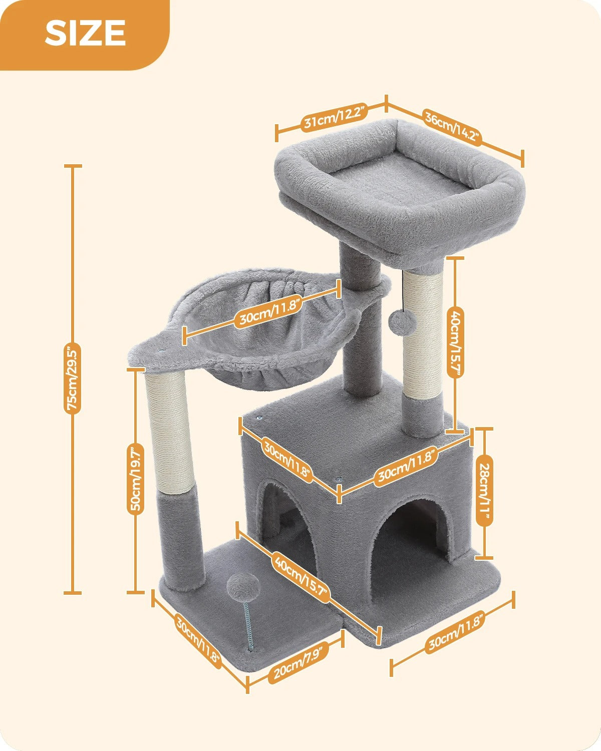 CozyCats 29" Mini Cat Tree Condo