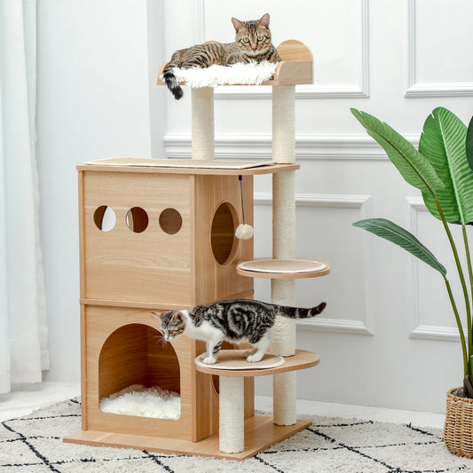 CozyCats 47" Luxury Wooden Cat Tree Tower