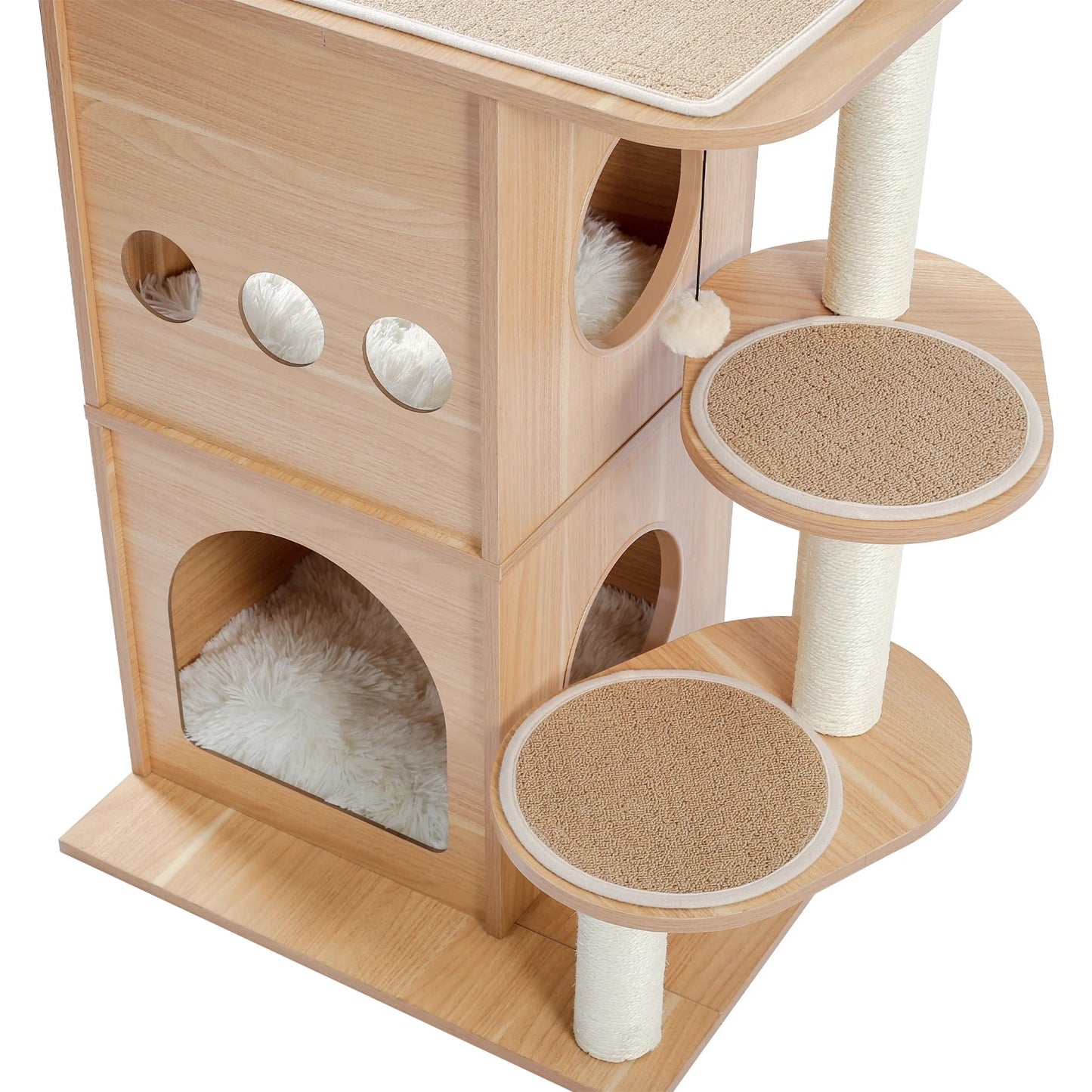 CozyCats 47" Luxury Wooden Cat Tree Tower