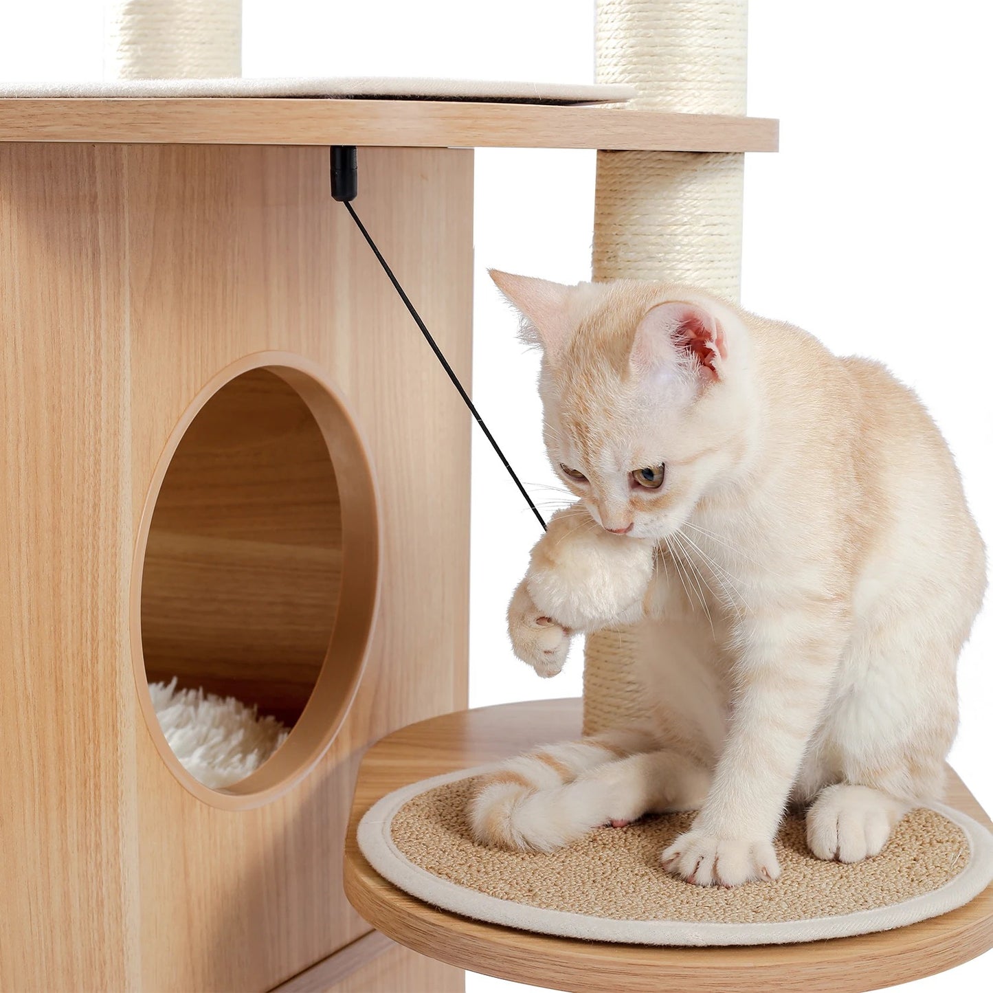 CozyCats 47" Luxury Wooden Cat Tree Tower