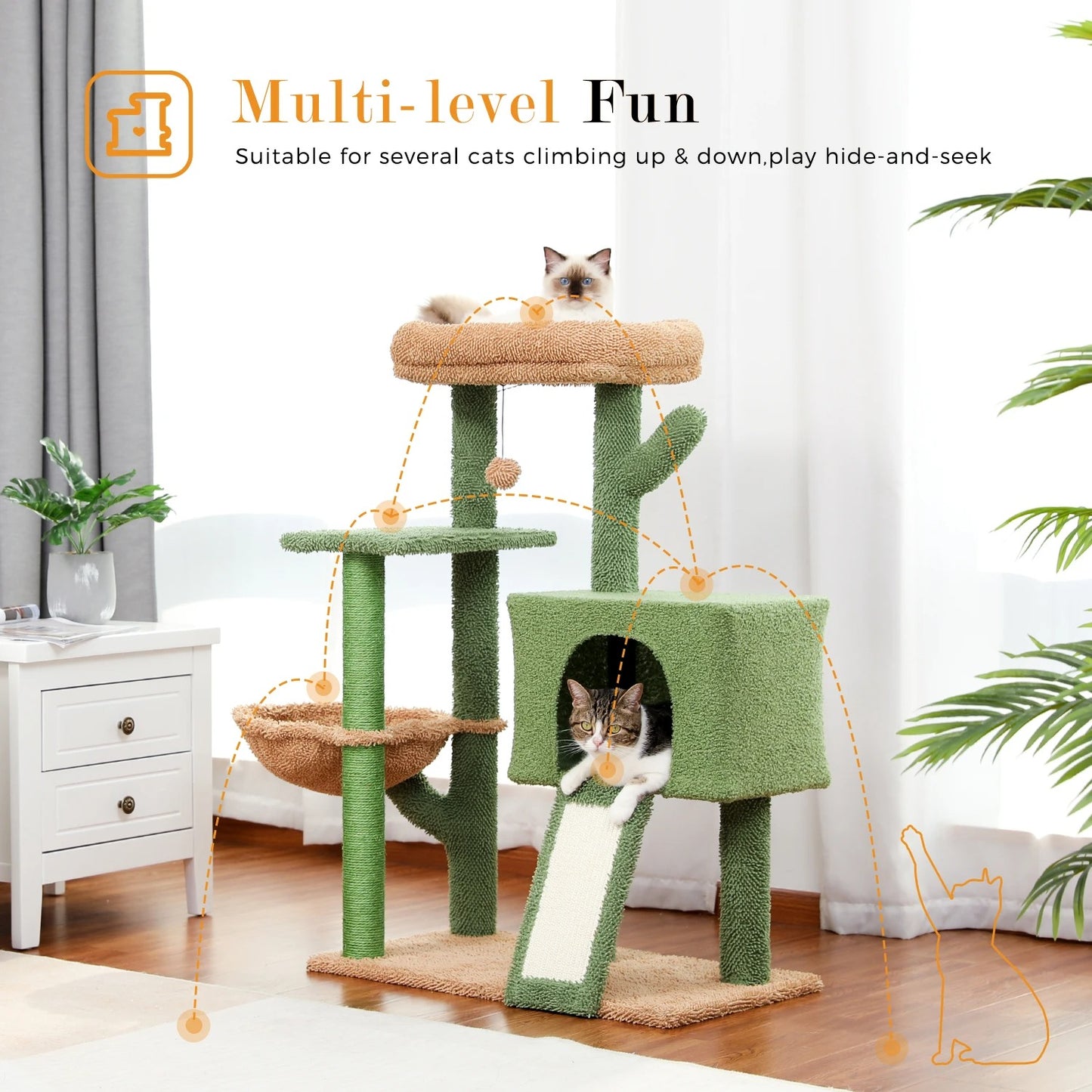CozyCats 41" Small Cactus Cat Tree Condo