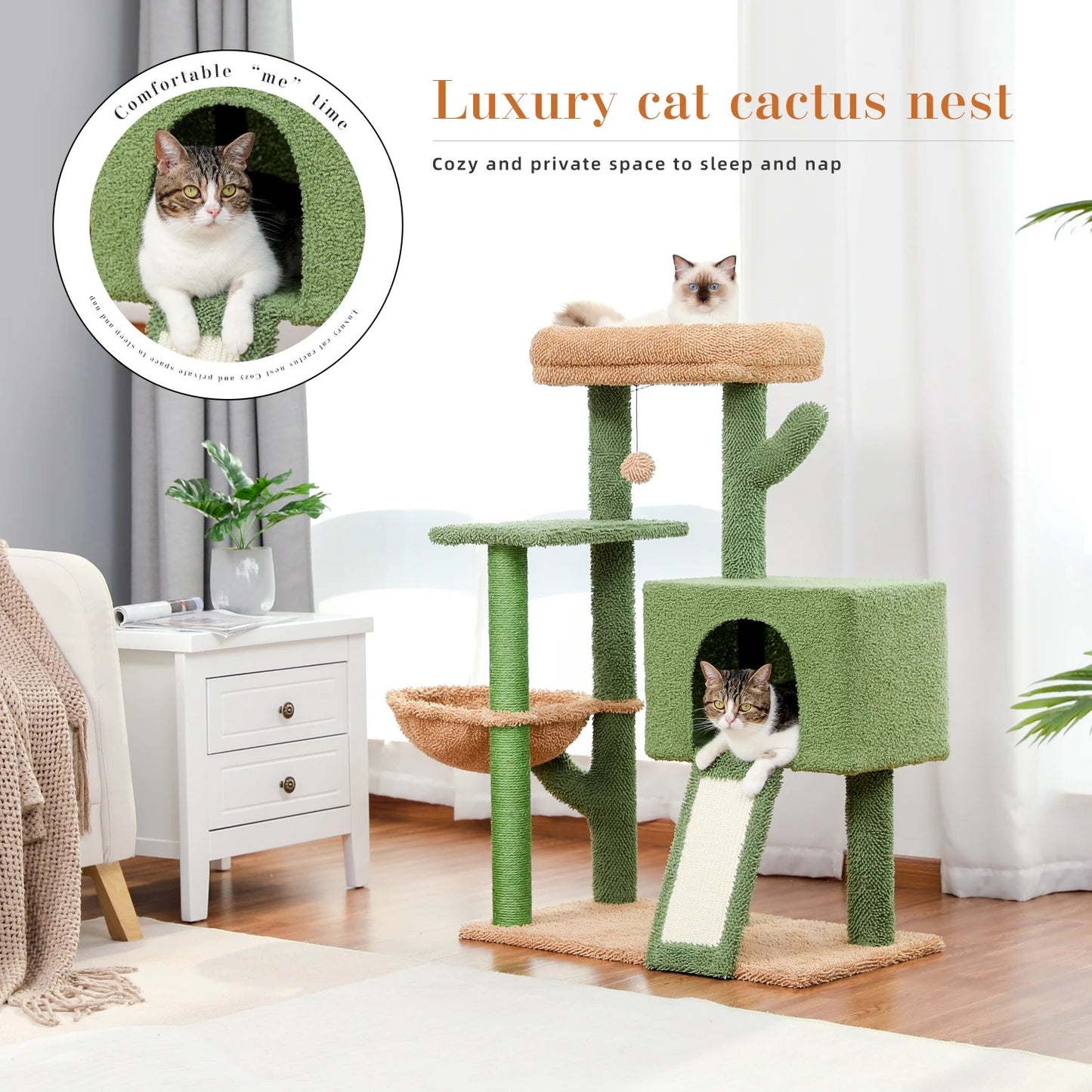 CozyCats 41" Small Cactus Cat Tree Condo