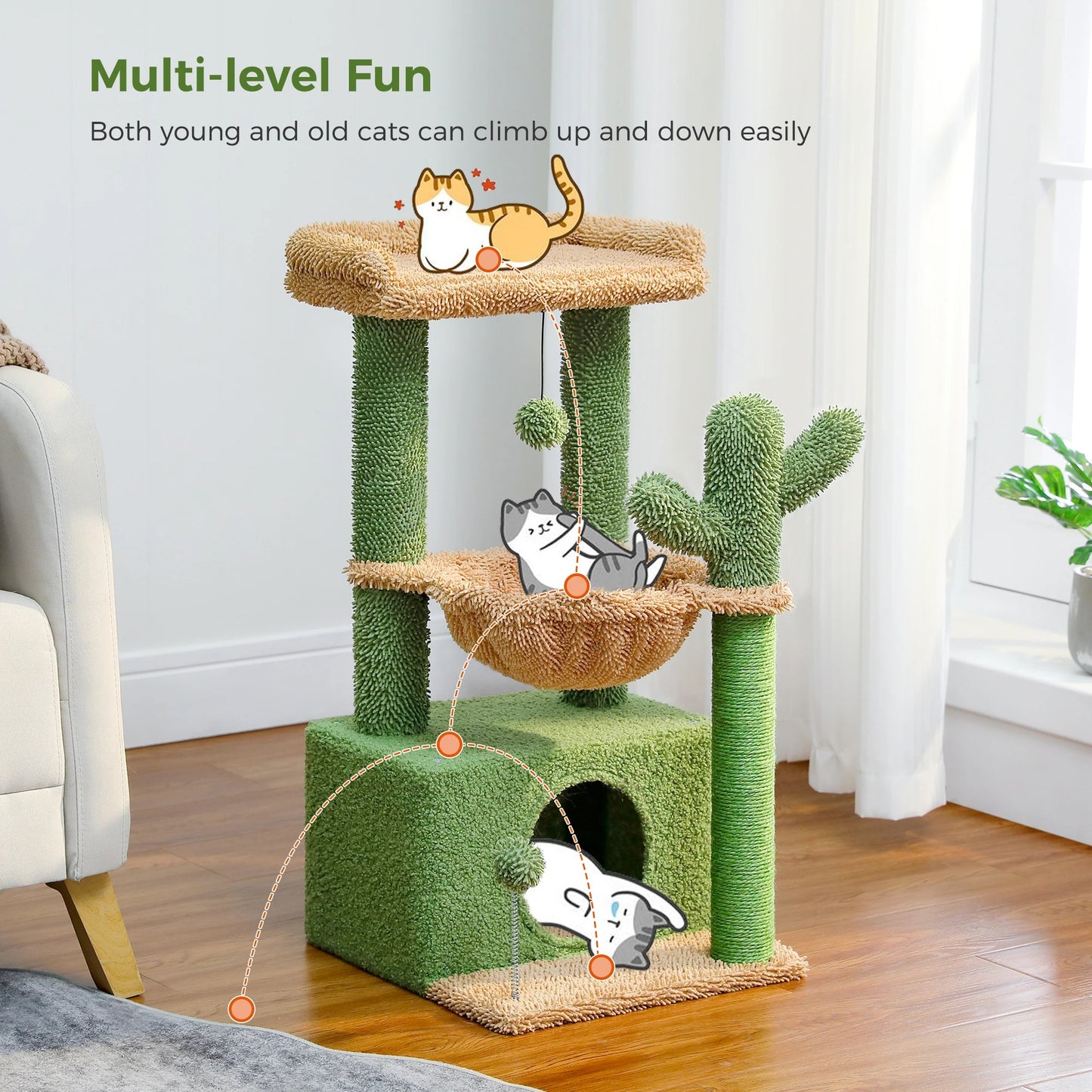 CozyCats Mini 33" Cactus Cat Tree Condo