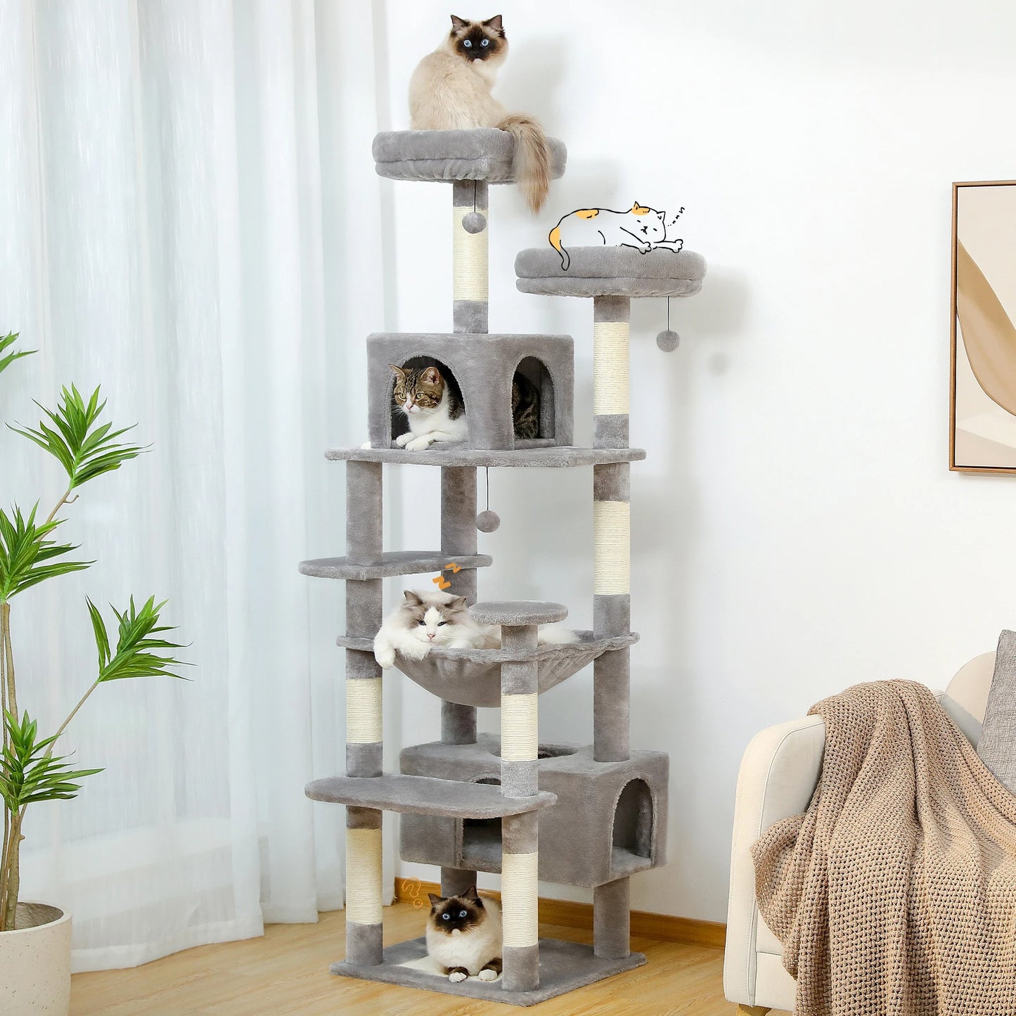 CozyCats 72" Large Cat Tree Tower