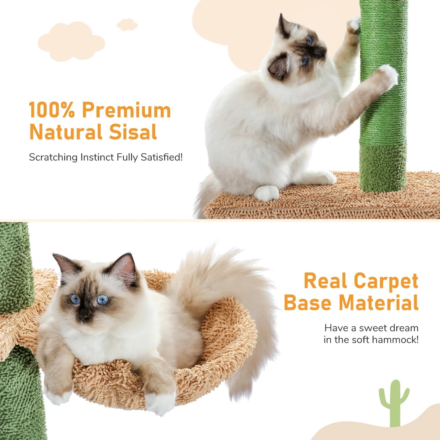 CozyCats 94"-108" Tall Adjustable Height Cactus Cat Tower