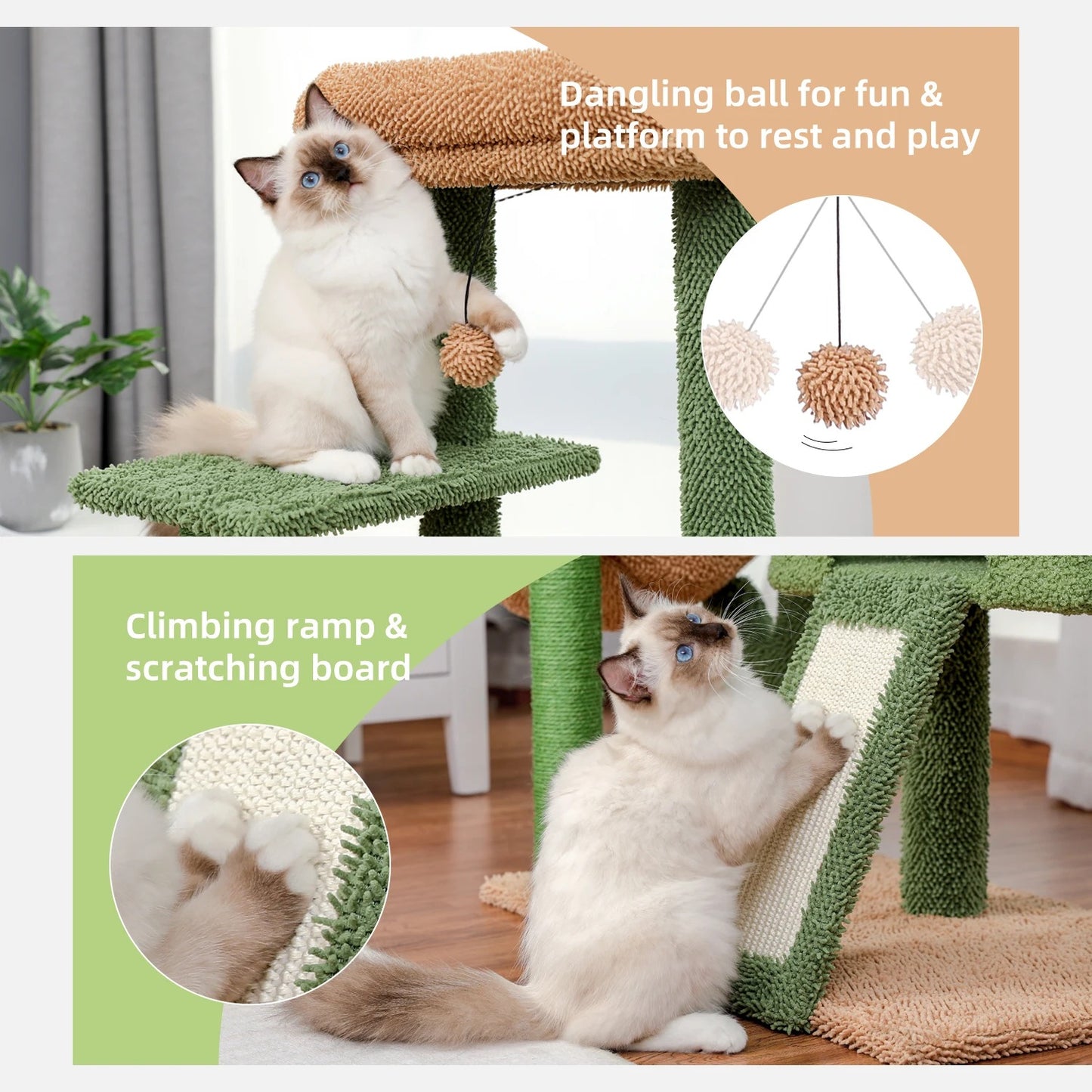 CozyCats 41" Small Cactus Cat Tree Condo