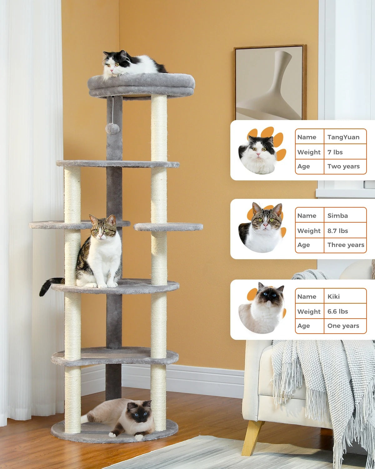 CozyCats 61" Large Cat Tree Tower