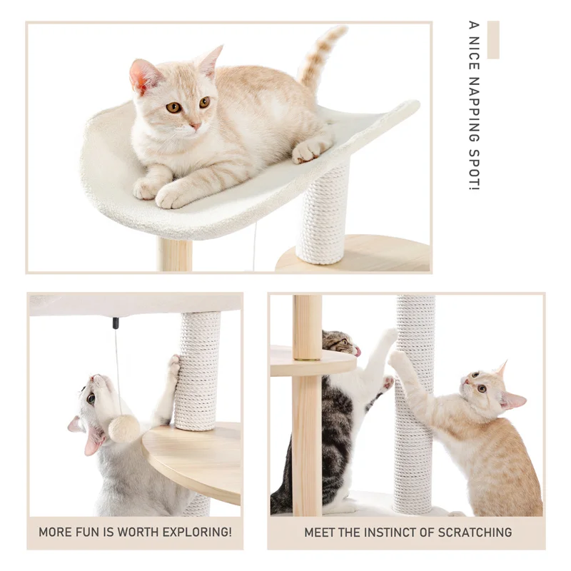 CozyCats 49" Wooden Luxury Cat Tree Tower