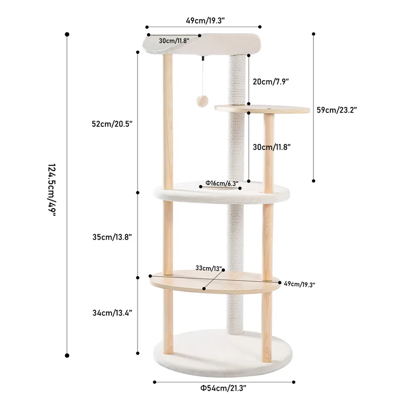 CozyCats 49" Wooden Luxury Cat Tree Tower