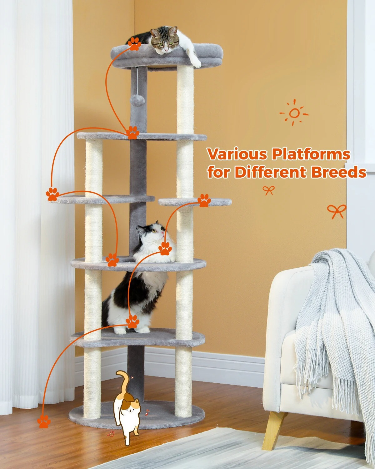 CozyCats 61" Large Cat Tree Tower