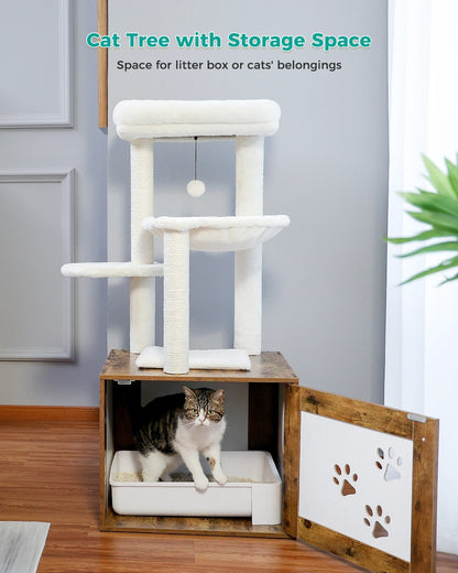 CozyCats 46" Luxury Wooden Cat Tree Condo With Litterbox Enclosure