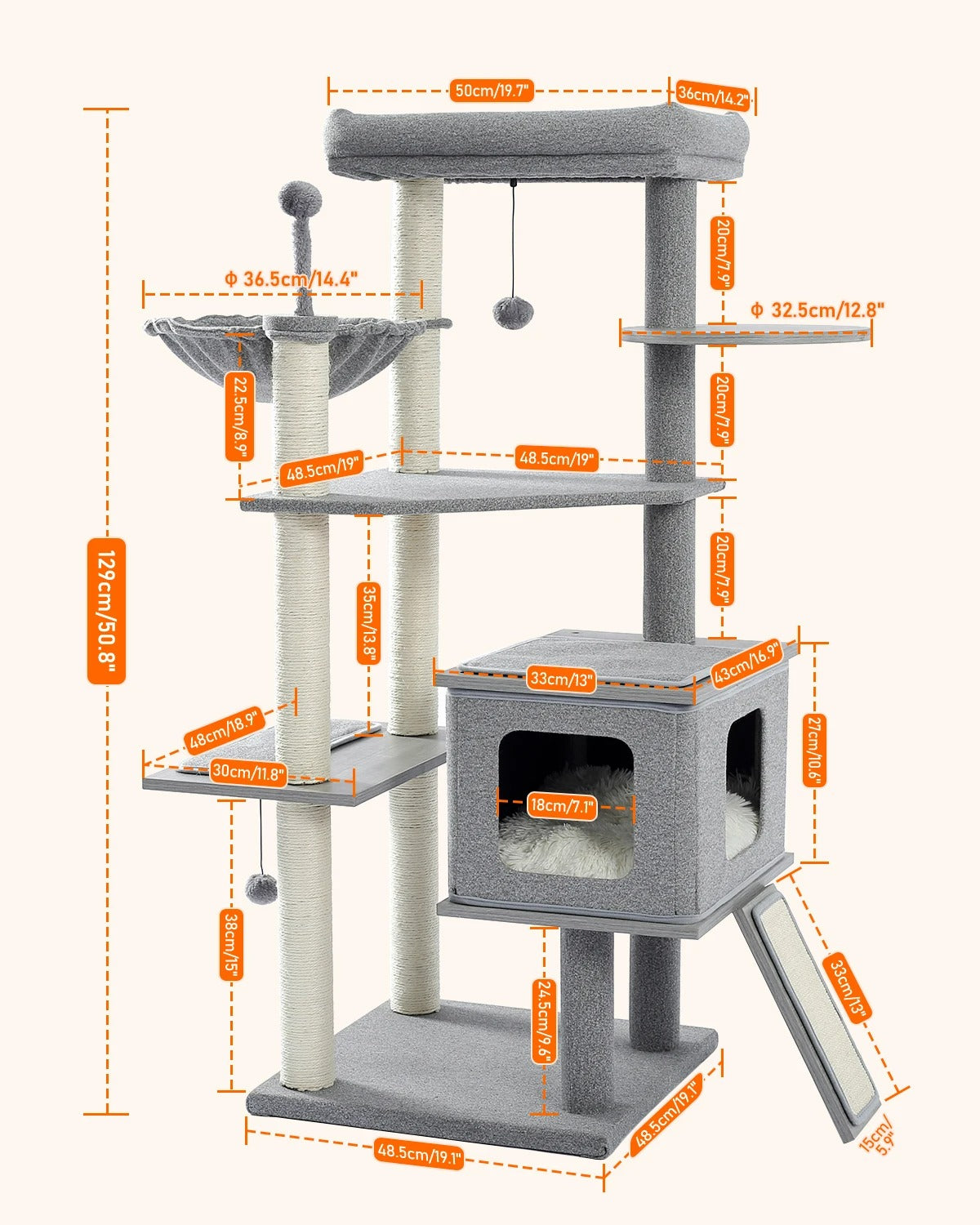 CozyCats 51" Cat Tree Tower