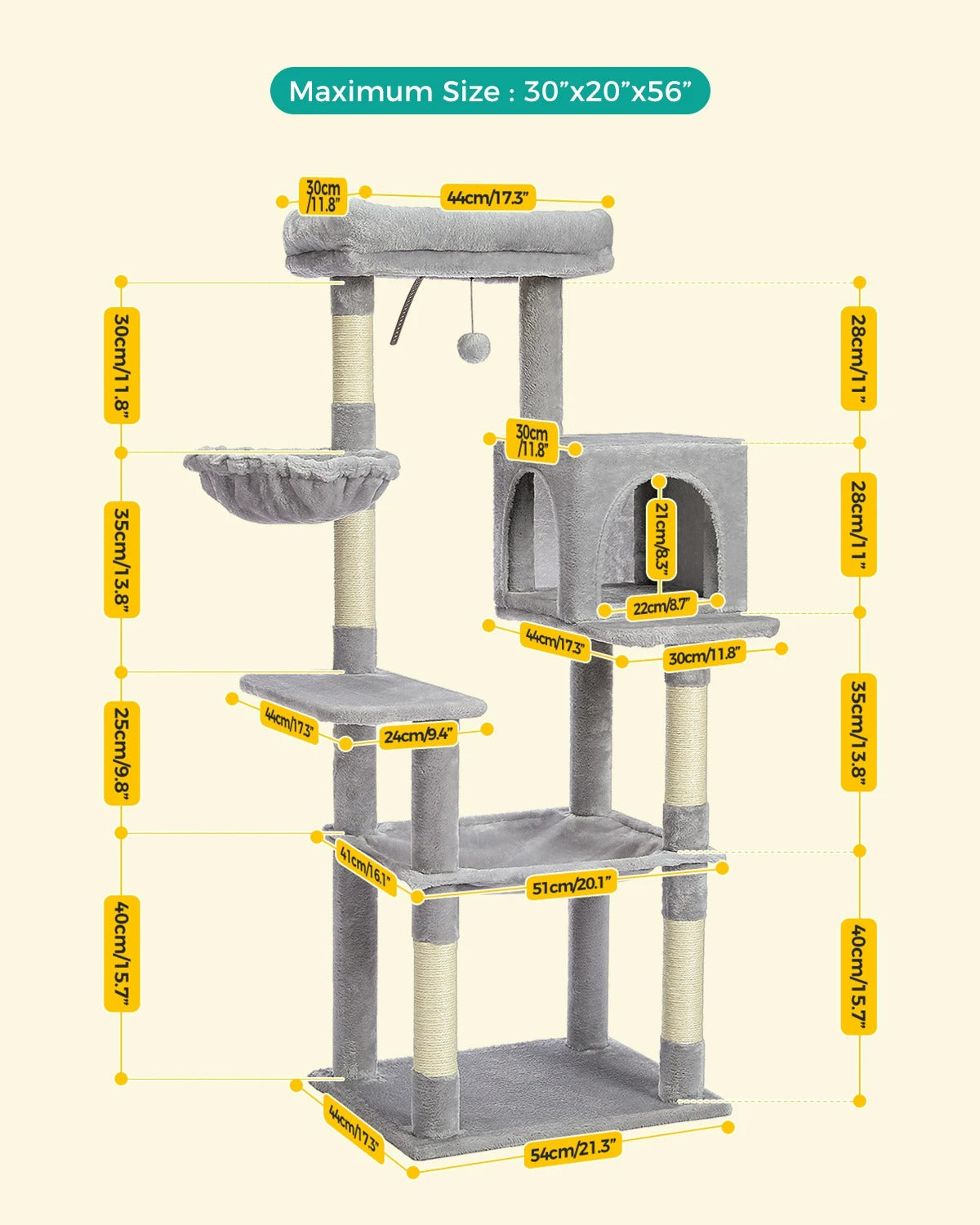 CozyCats 56" Cat Tree Tower