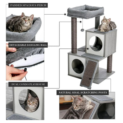 CozyCats 35"  Mini Wooden Cat Tree Condo