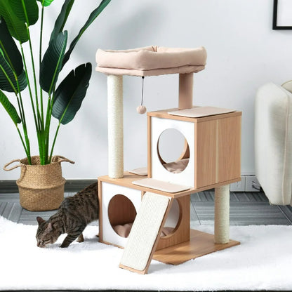 CozyCats 35"  Mini Wooden Cat Tree Condo