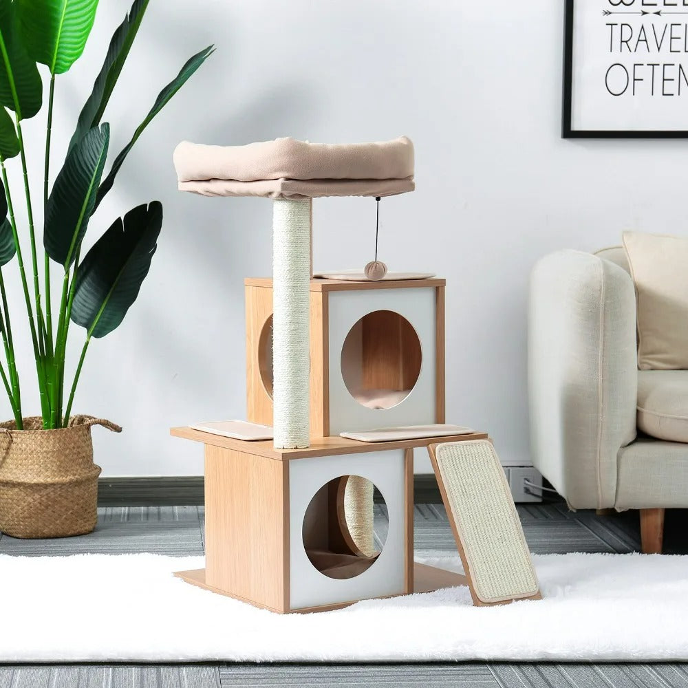 CozyCats 35"  Mini Wooden Cat Tree Condo