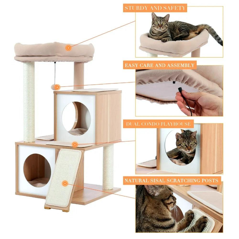 CozyCats 35"  Mini Wooden Cat Tree Condo