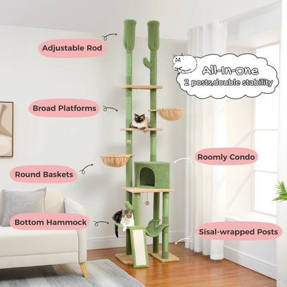 CozyCats 90” to 108” Height Floor to Ceiling Cactus Cat Tree