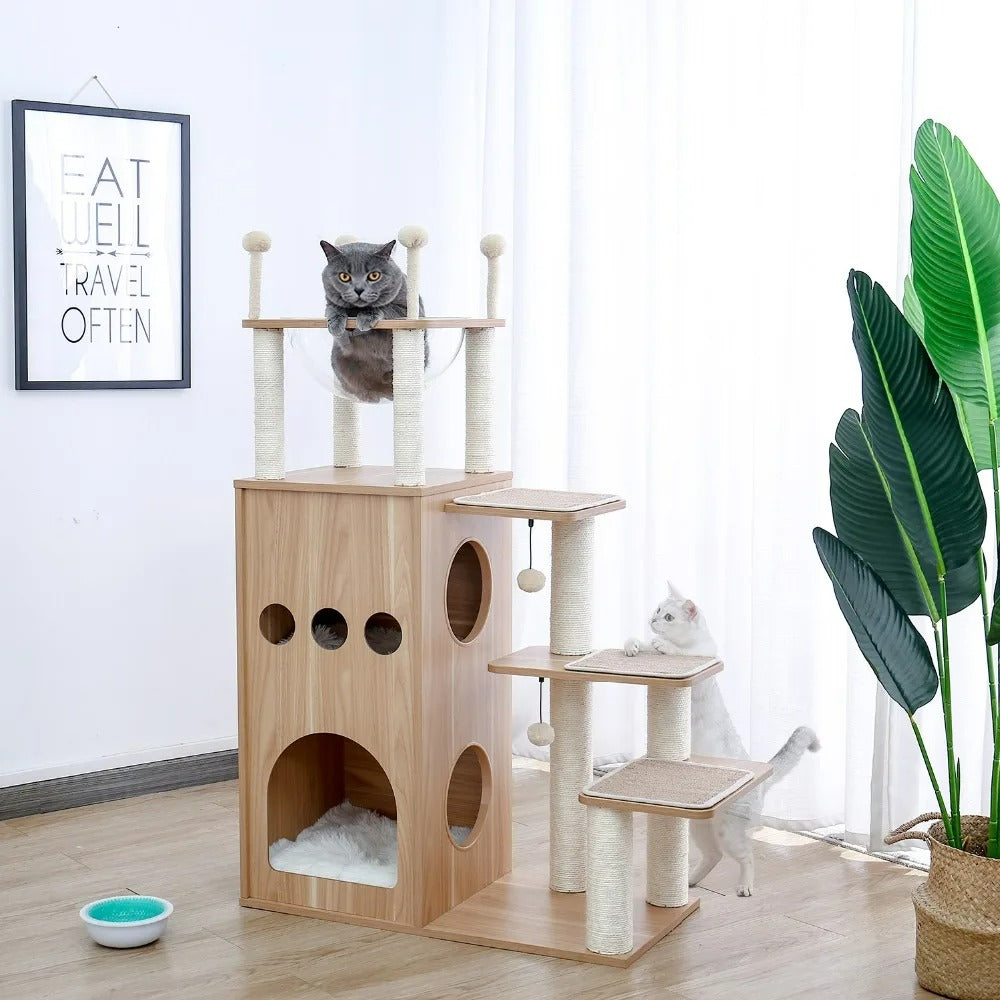 CozyCats 51" Luxury Wooden Cat Tree Tower