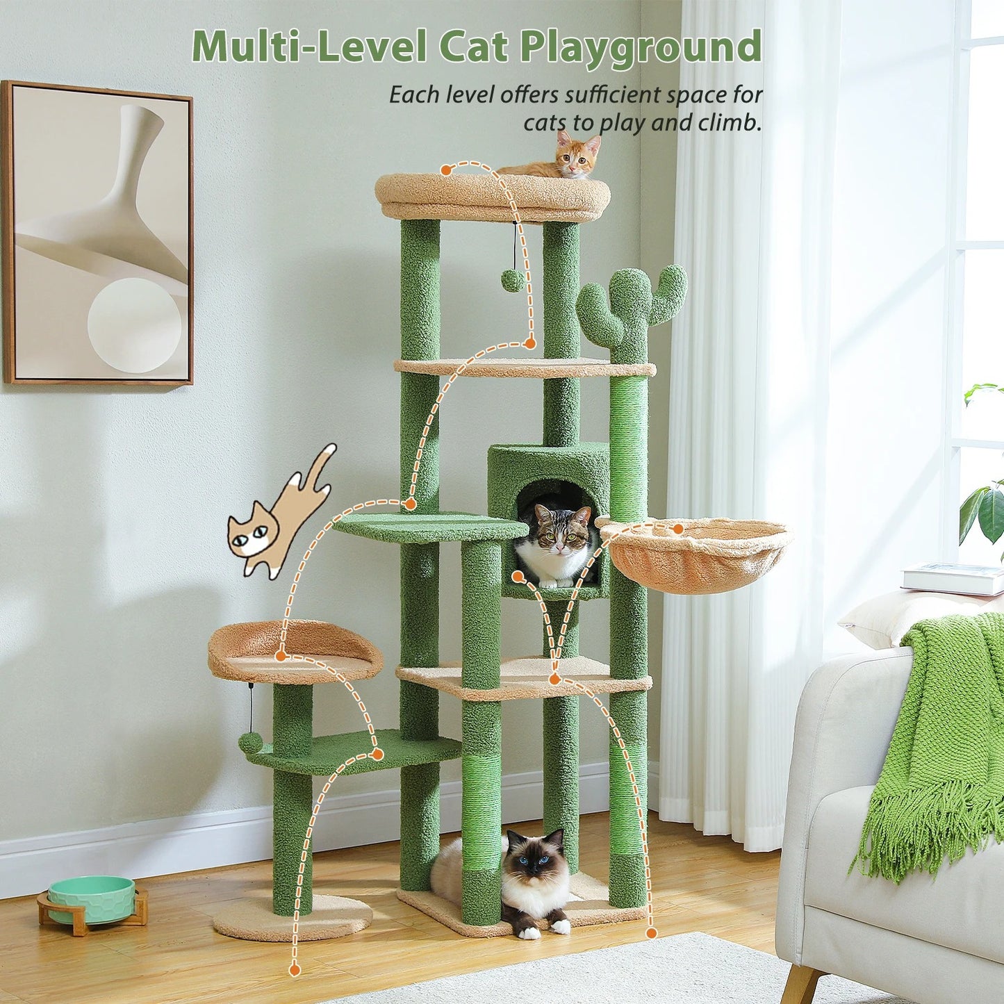 CozyCats 59" Cactus Cat Tree Tower