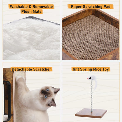 CozyCats 24" Nightstand Cat Scratcher Condo With Toy Included