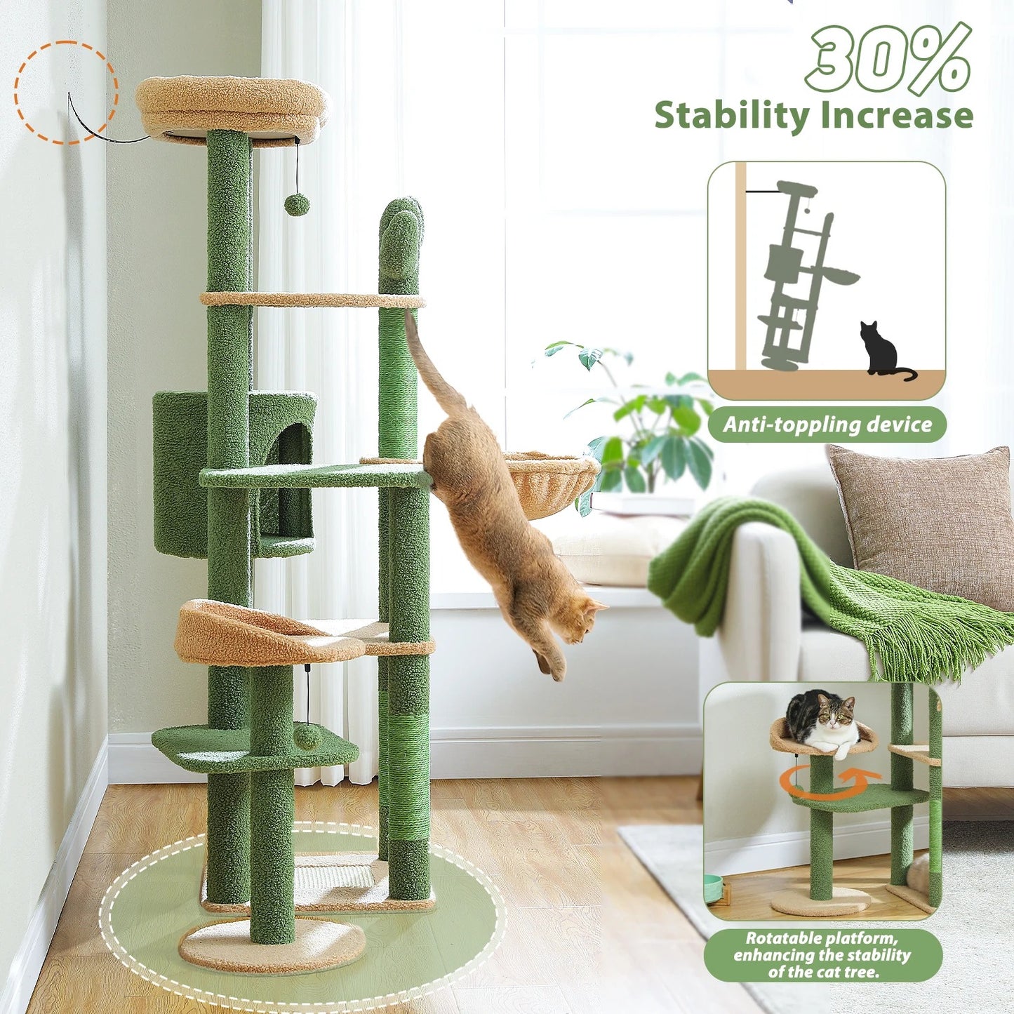 CozyCats 59" Cactus Cat Tree Tower