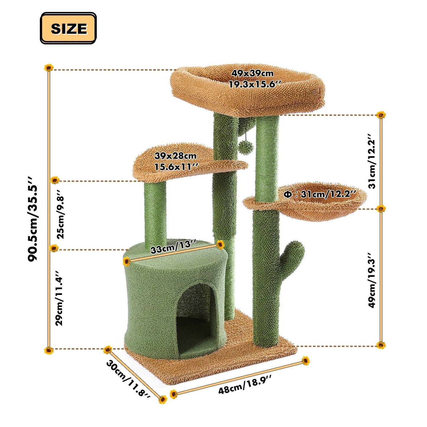 CozyCats 35" Mini Cactus Cat Tree