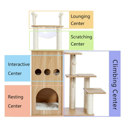 CozyCats 51" Luxury Wooden Cat Tree Tower